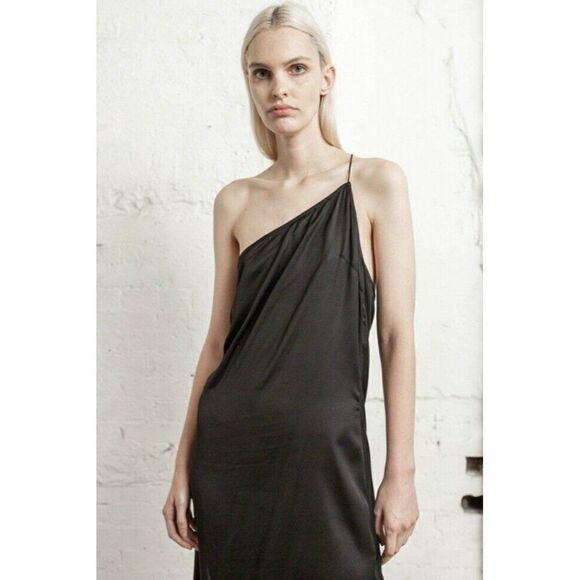 NWT FREE PEOPLE X NICHOLAS K  Sz S KYLE DRESS SATIN ONE SHOULDER MAXI DRESS - Picture 2 of 6